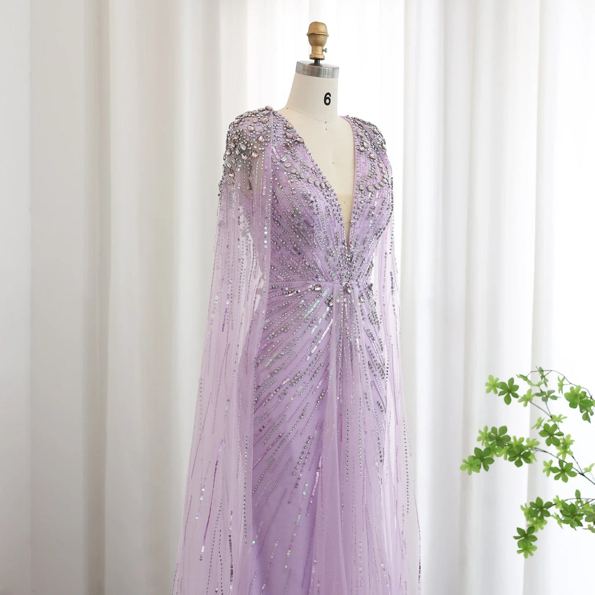 Luxury Dubai Sage Green Evening Dresses with Cape Fuchsia Crystal Gold Elegant Women Wedding Formal Party Gown SS399