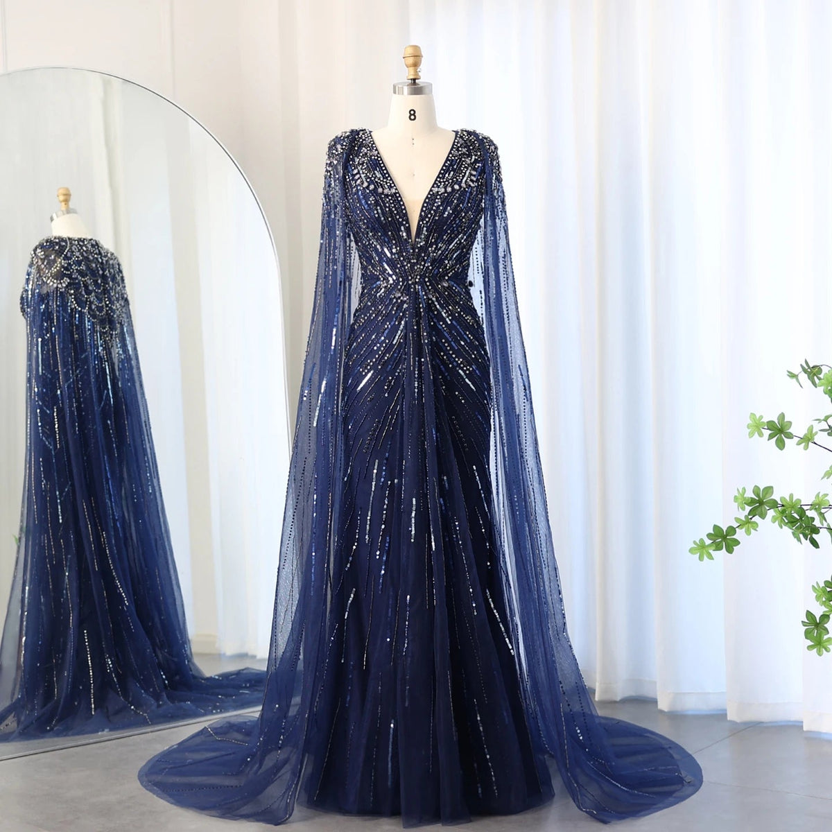 Luxury Dubai Sage Green Evening Dresses with Cape Fuchsia Crystal Gold Elegant Women Wedding Formal Party Gown SS399