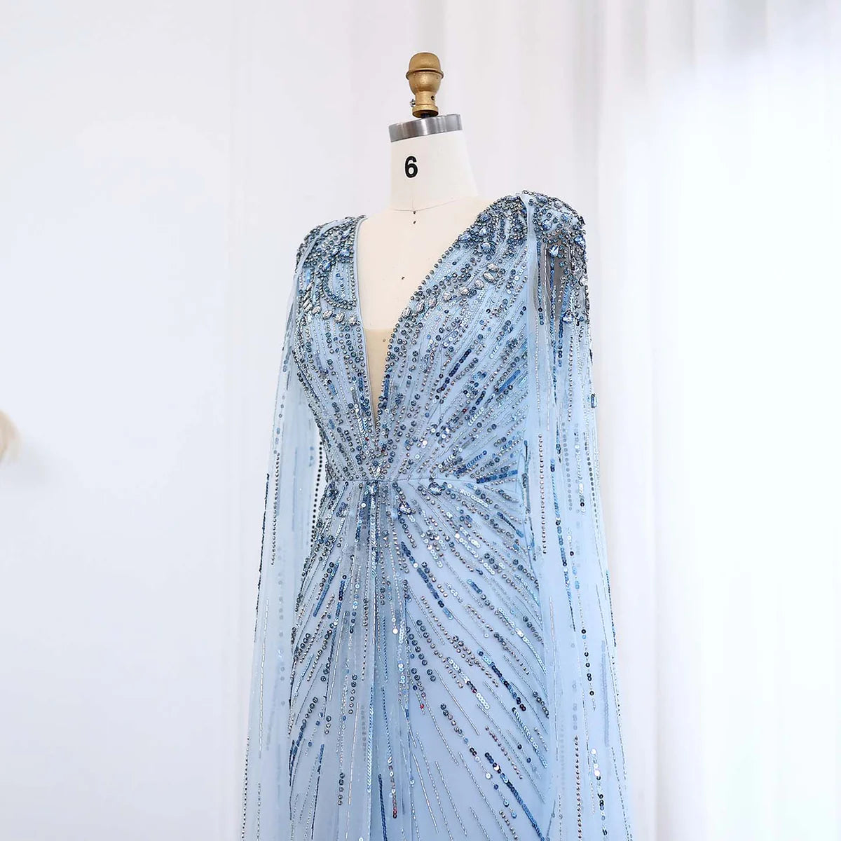 Luxury Dubai Sage Green Evening Dresses with Cape Fuchsia Crystal Gold Elegant Women Wedding Formal Party Gown SS399