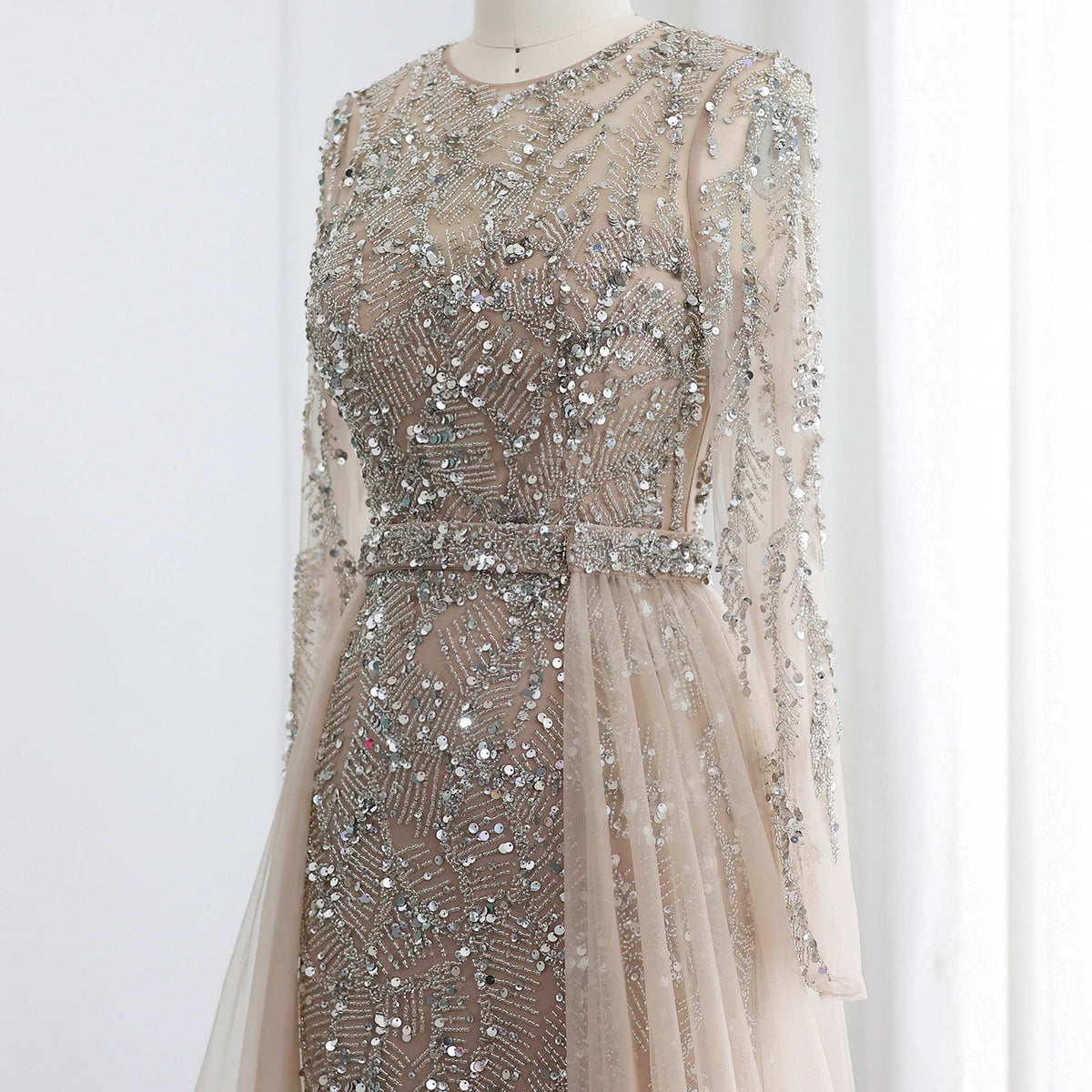 Luxury Dubai Turquoise Mermaid Evening Dress with Tulle SS183