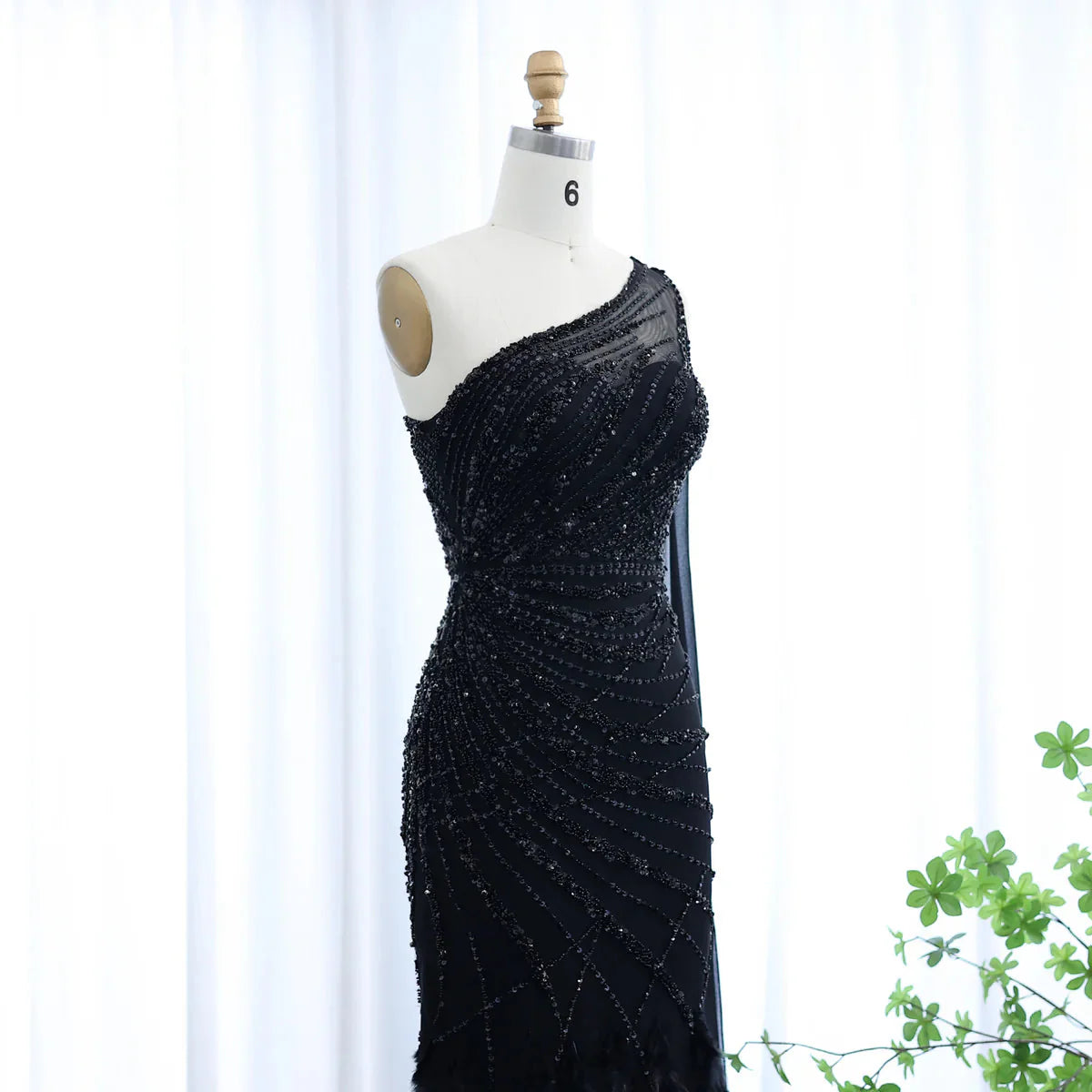 Luxury Feather Turquoise Aqua One Shoulder Mermaid Evening Dress with Cape SS498
