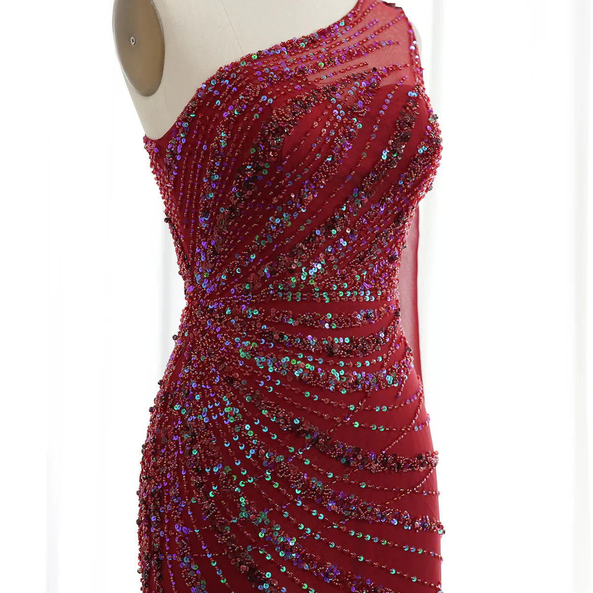 Luxury Feather Turquoise Aqua One Shoulder Mermaid Evening Dress with Cape SS498