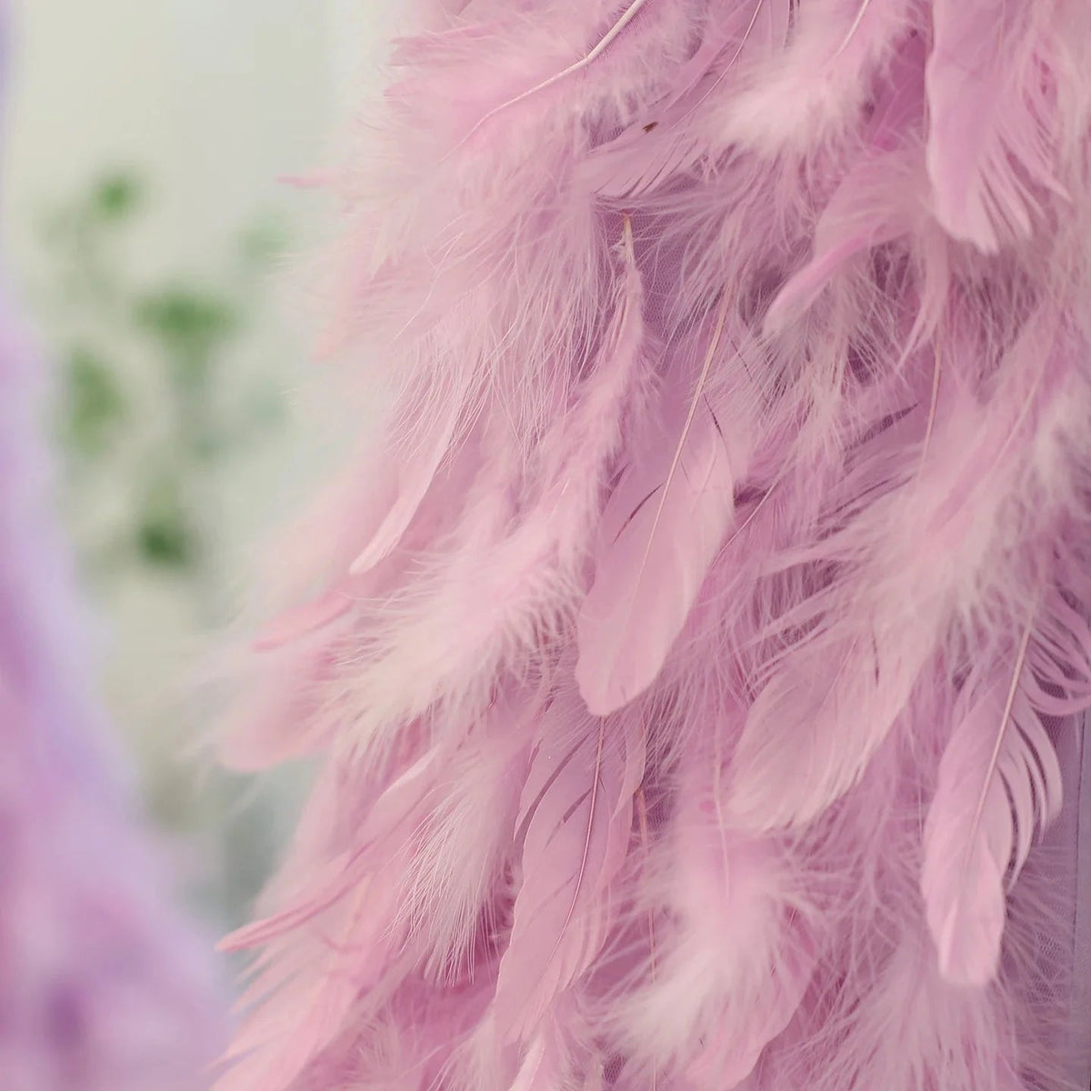 Luxury Feathers Pink Mermaid Evening Dresses for Women Wedding V-Neck Blue Side Slit Long Prom Party Dress SS184