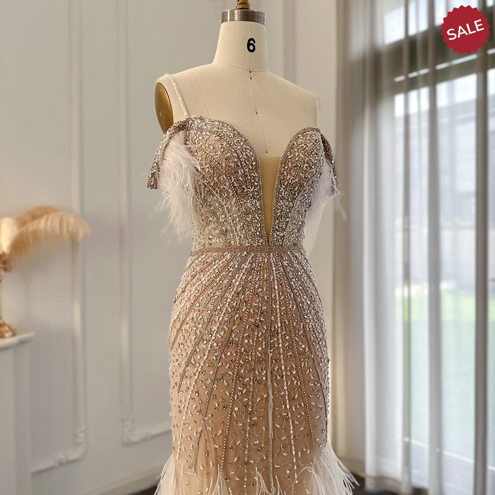 Luxury Feathers White Nude Prom Evening Dresses 2023 Elegant Burgundy Long Navy Blue Wedding Formal Party Gown SS121