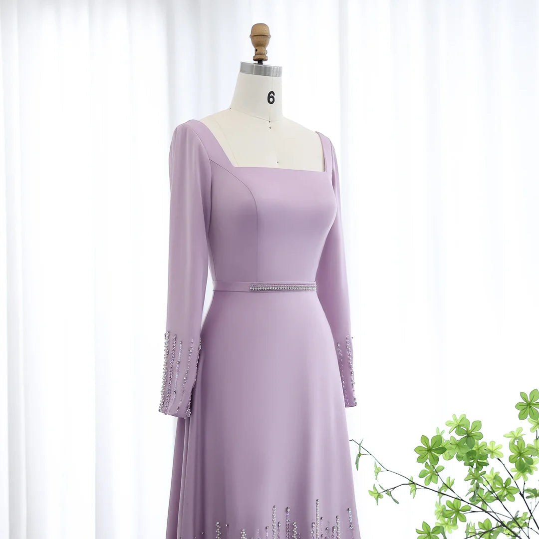 Luxury Lilac Ruffles Dubai Evening Dresses SS579