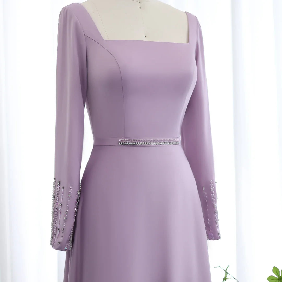Luxury Lilac Ruffles Dubai Evening Dresses SS579
