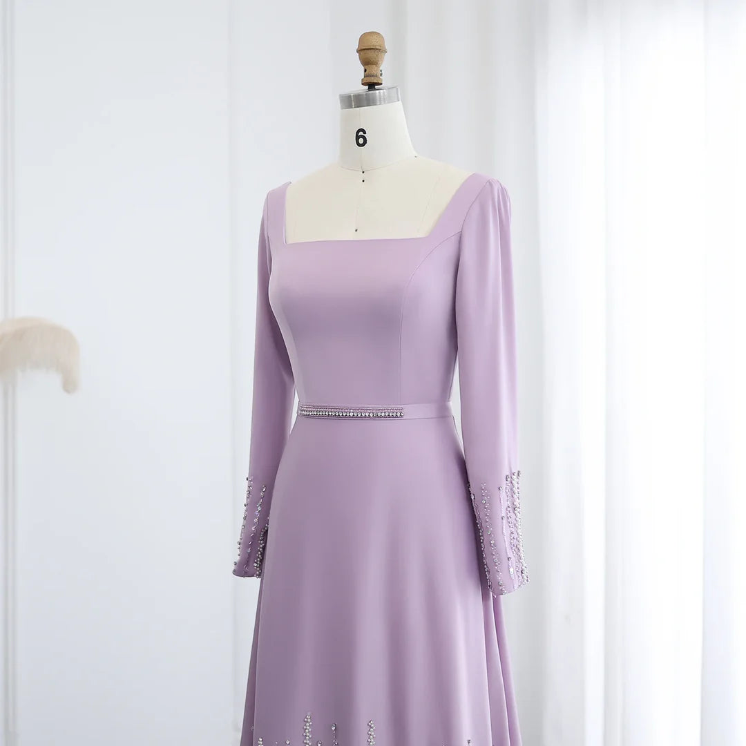 Luxury Lilac Ruffles Dubai Evening Dresses SS579