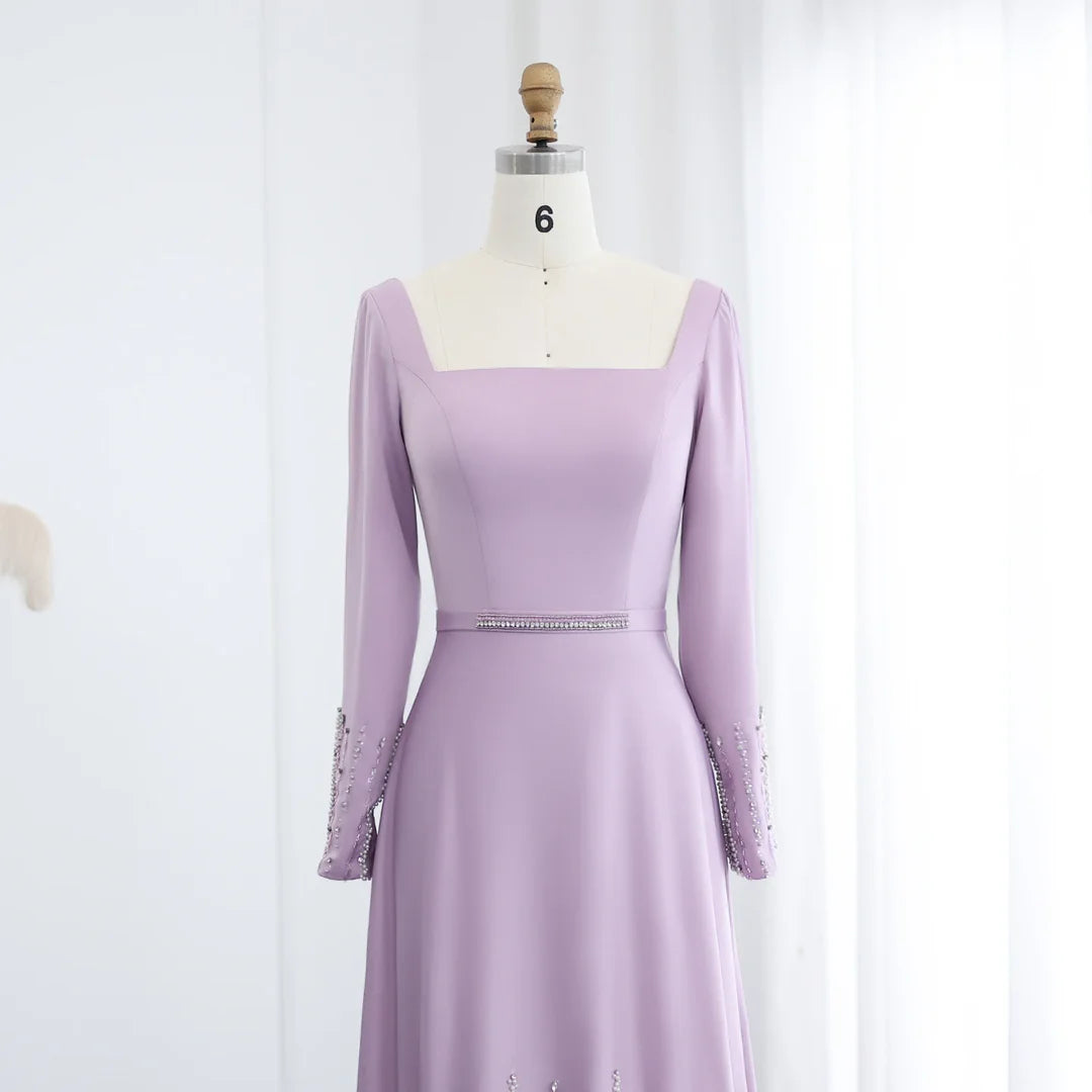 Luxury Lilac Ruffles Dubai Evening Dresses SS579