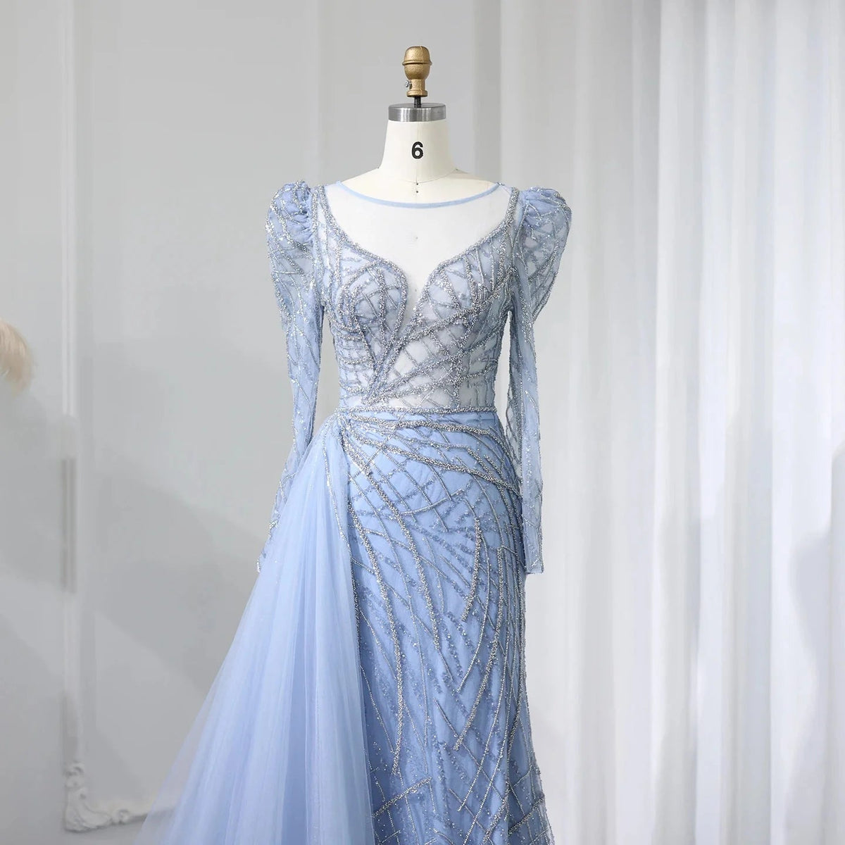 Luxury Muslim Gold Mermaid Beaded Dubai Evening Dresses with Overskirt 2024 Plus Size Women Wedding Party Gown SS048