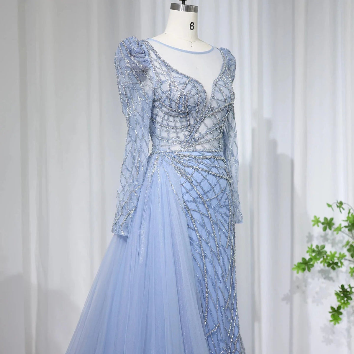 Luxury Muslim Gold Mermaid Beaded Dubai Evening Dresses with Overskirt 2024 Plus Size Women Wedding Party Gown SS048