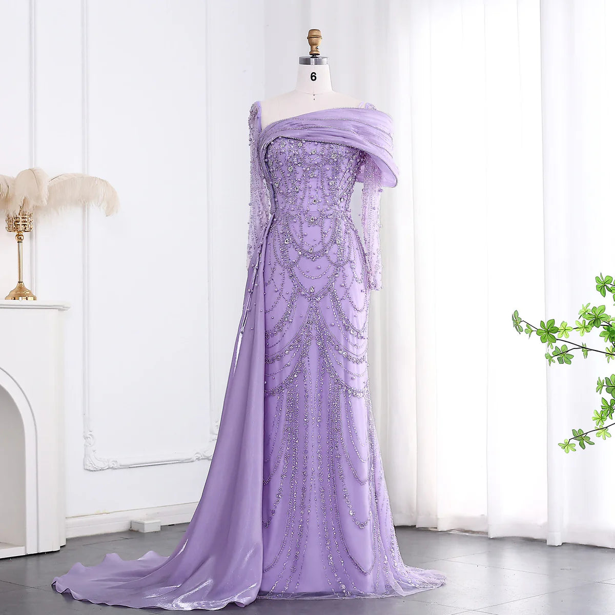 Luxury Nude Crystal Mermaid Evening Dress with Overskirt Long Sleeves Dubai Arabic Wedding Formal Prom Gowns SS256