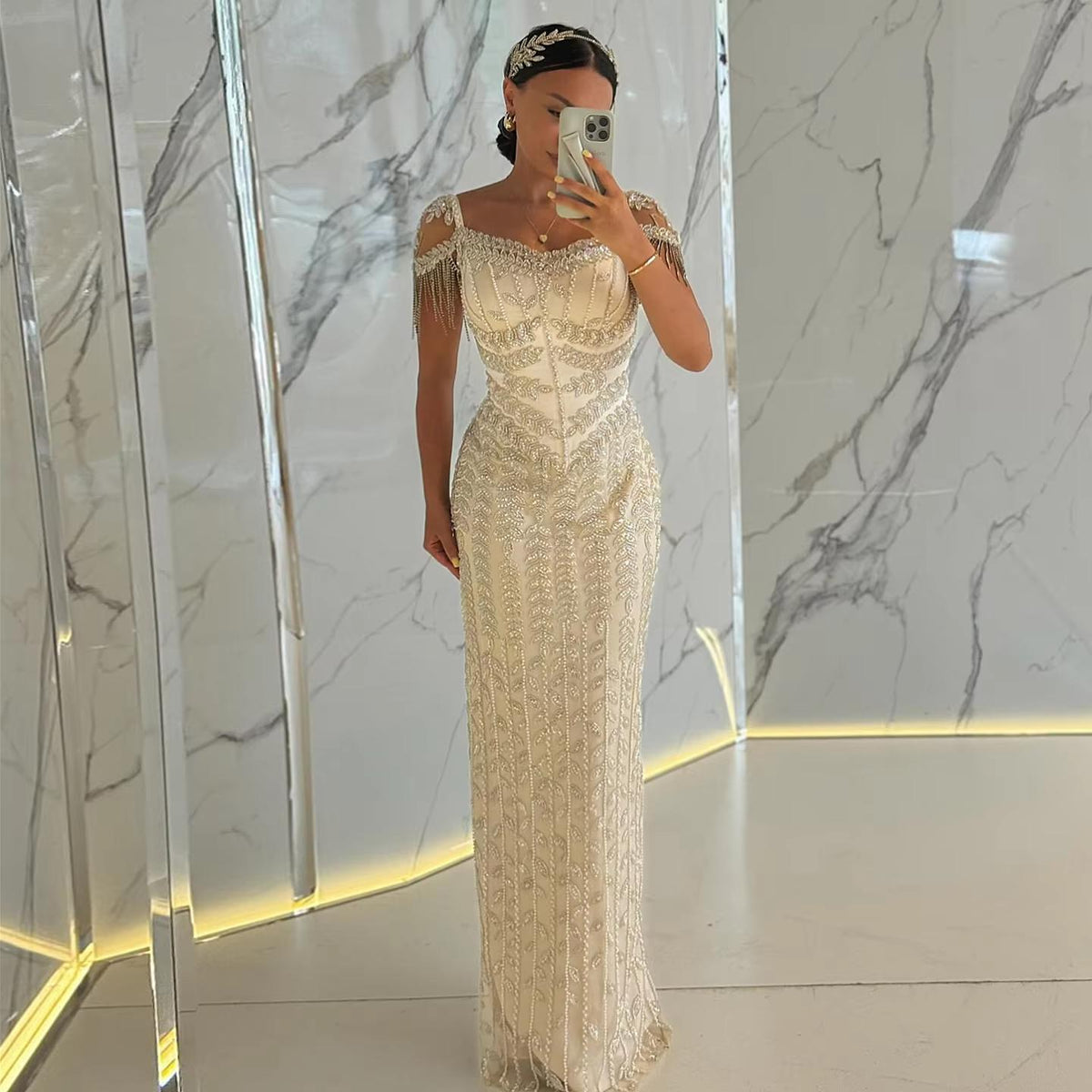 Luxury Pink Cream Evening Dress Formal Party Gowns SS150