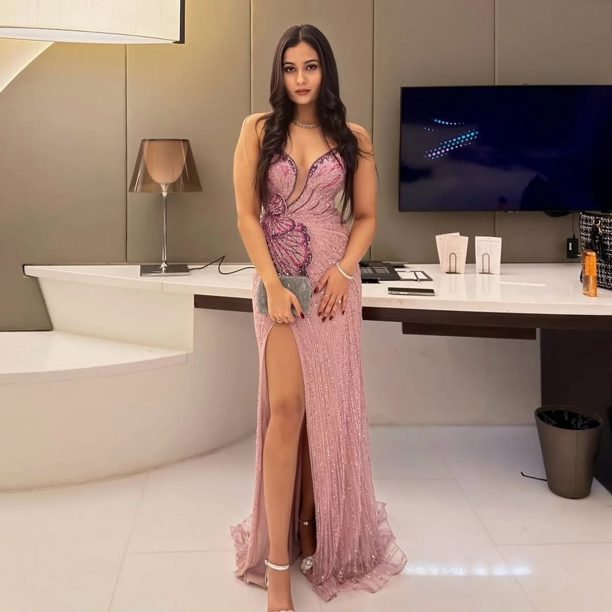 Elegant Sweetheart Pink Mermaid Gown SS267