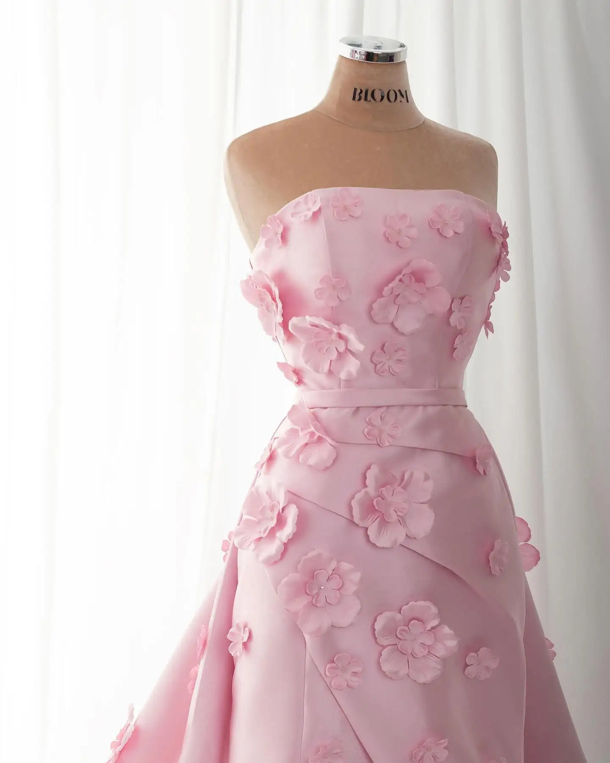 Pink 3D Flowers Mermaid Evening Dress with Detachable Overskirt SF274