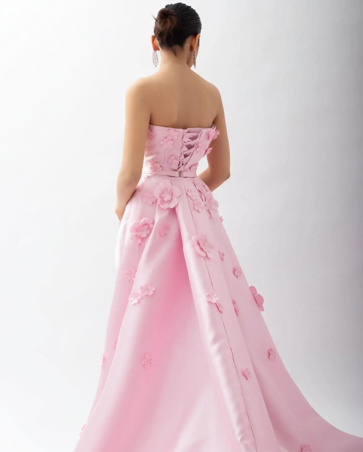 Pink 3D Flowers Mermaid Evening Dress with Detachable Overskirt SF274