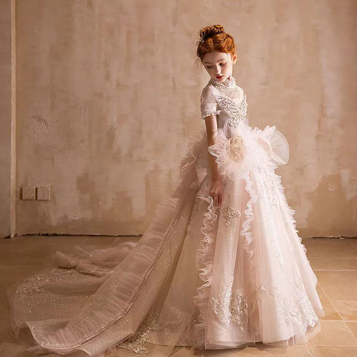 Luxury Flower Girl Princess Dress for Kids Birthday Pageant J031