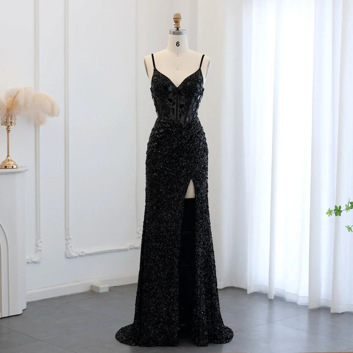 Sexy Spaghetti Straps Wine Red Sequin Mermaid Prom Evening Dresses Elegant Black Silver Long Party Gowns SS166