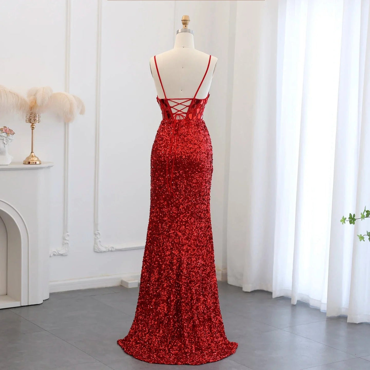 Sexy Spaghetti Straps Wine Red Sequin Mermaid Prom Evening Dresses Elegant Black Silver Long Party Gowns SS166