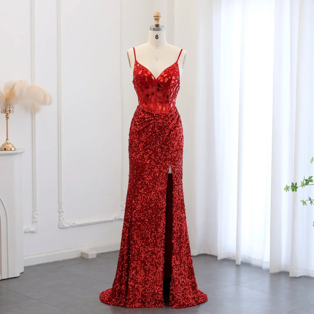 Sexy Spaghetti Straps Wine Red Sequin Mermaid Prom Evening Dresses Elegant Black Silver Long Party Gowns SS166