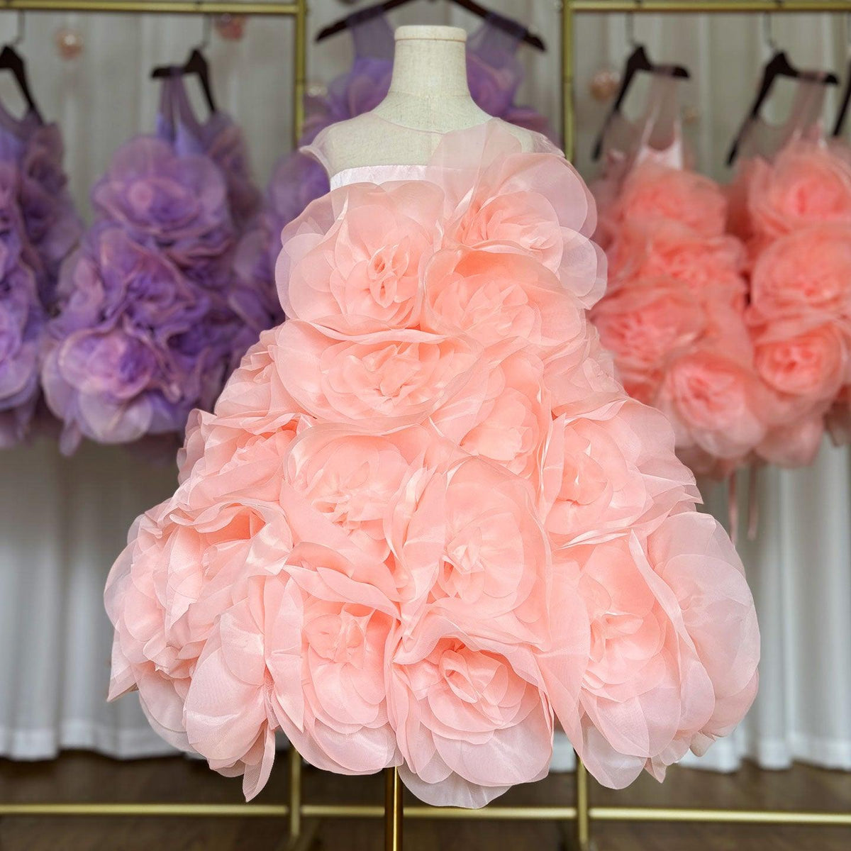 Lilac flower girl dress for indoor weddings and family photos
