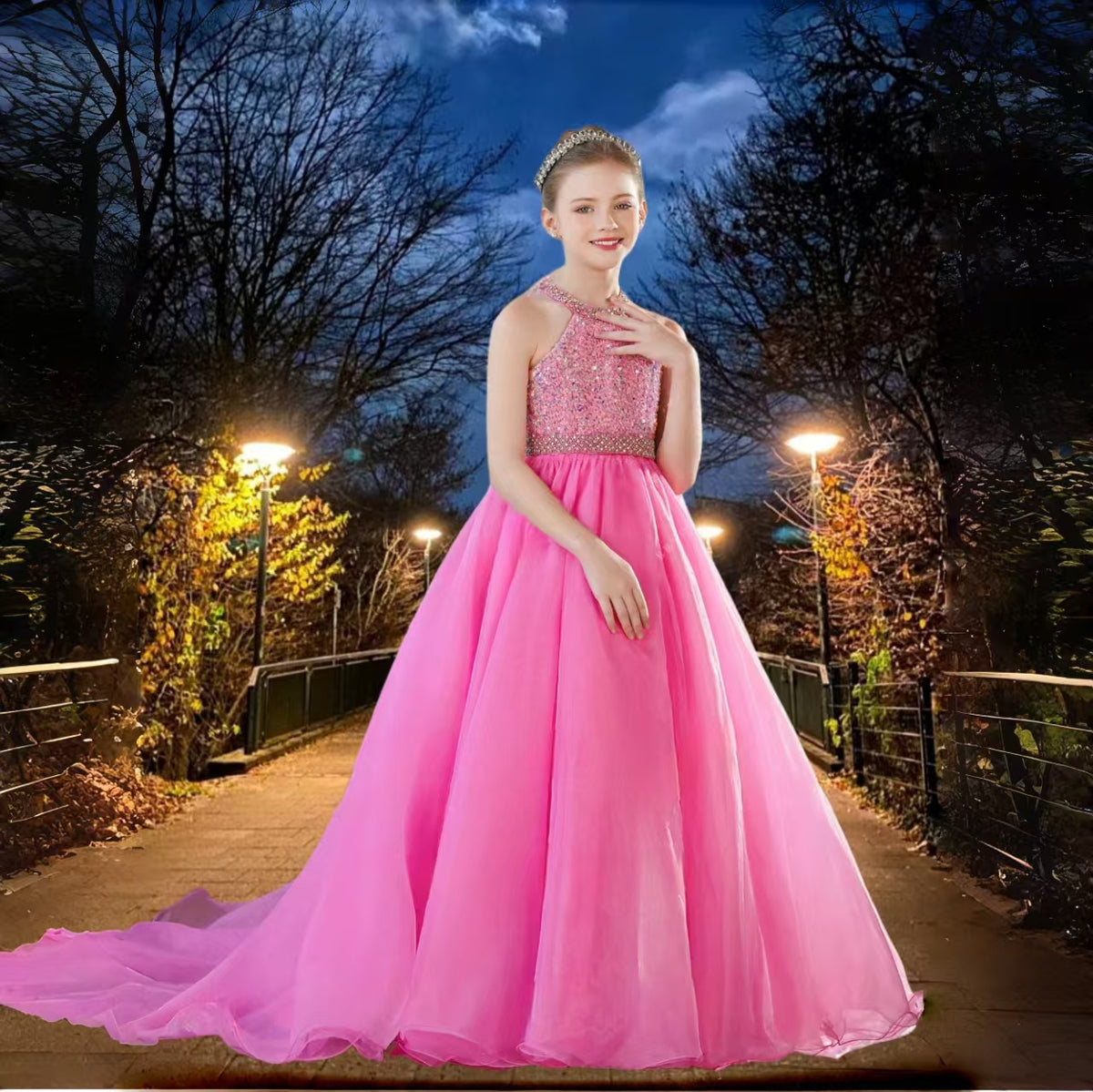 Sparkly Princess Girl Dress Sequin Birthday Pageant Party Gown J606