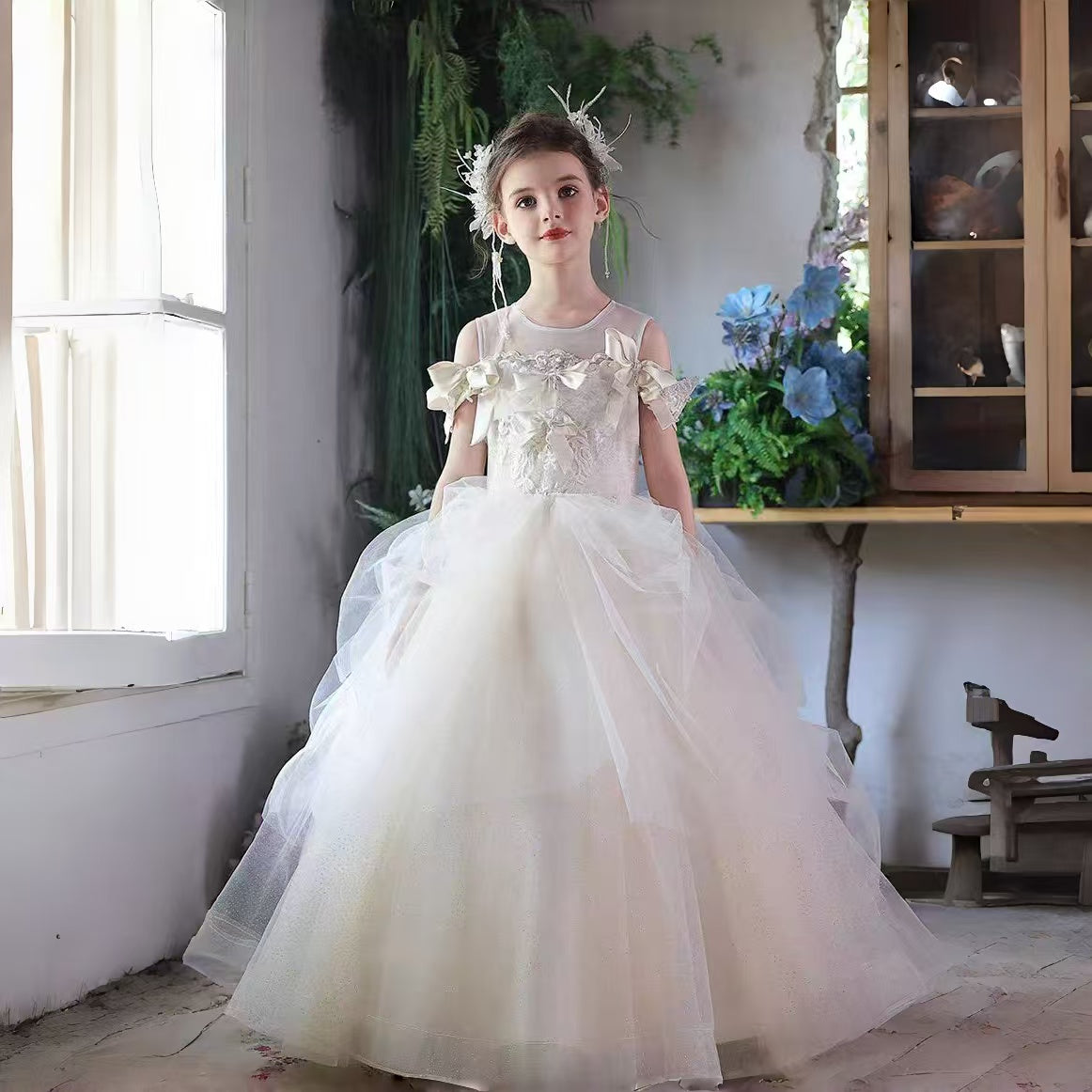 Gorgeous Girl Dress Lace Princess Kids Birthday Pageant Gown J131