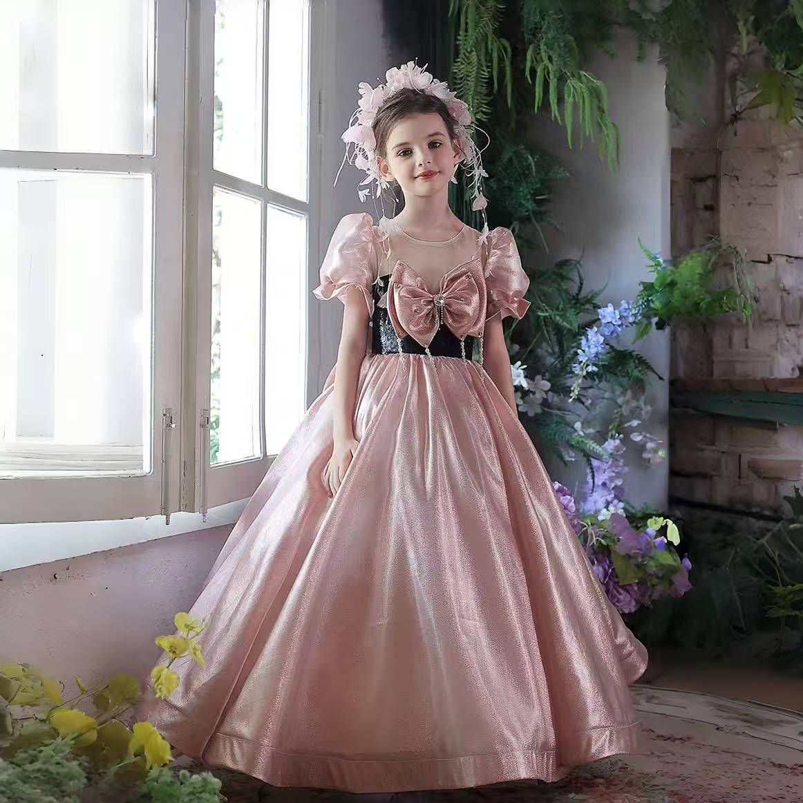 Luxury Flower Girl Dress Princess Kids Birthday Party Gown J224