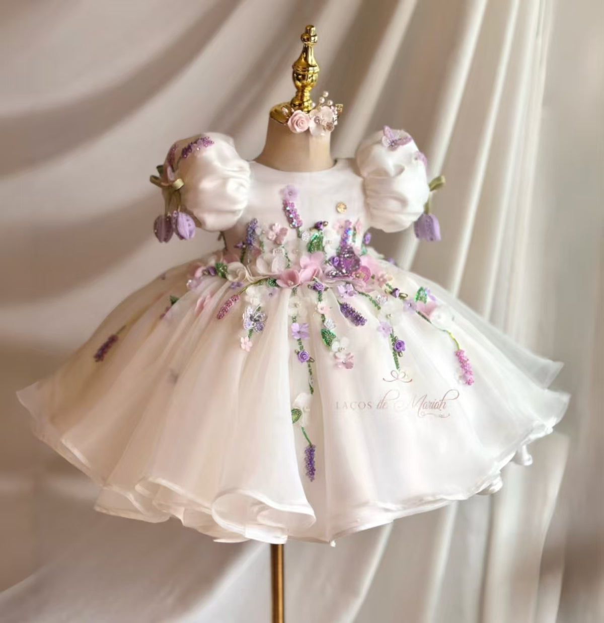 Luxury White Girl Dress Flowers Princess Birthday Gown J832