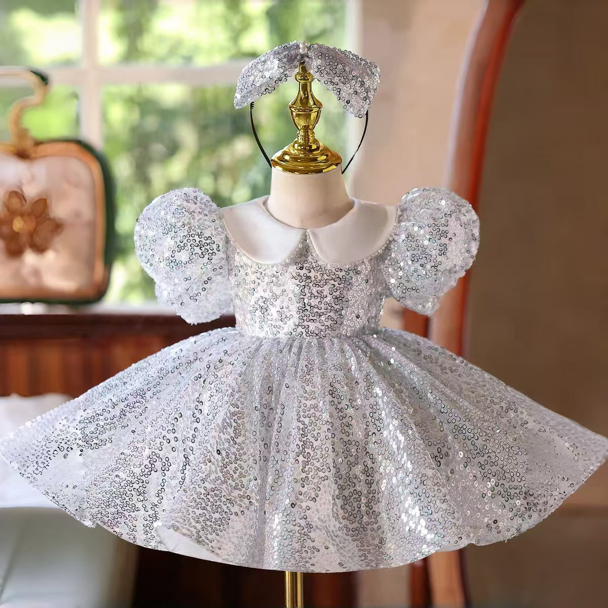 Shiny Girl Dress Kids Princess Birthday Party Pageant Gown J597