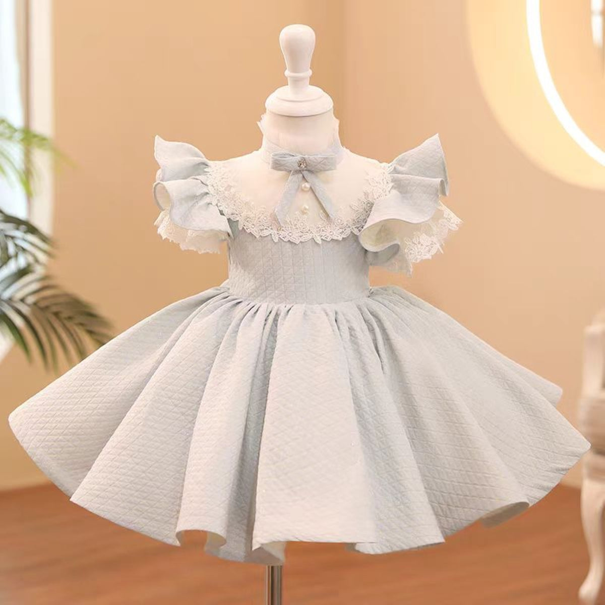 Flower Girl Dress Light Blue Kids 1st Toddler Wedding Birthday Party J748