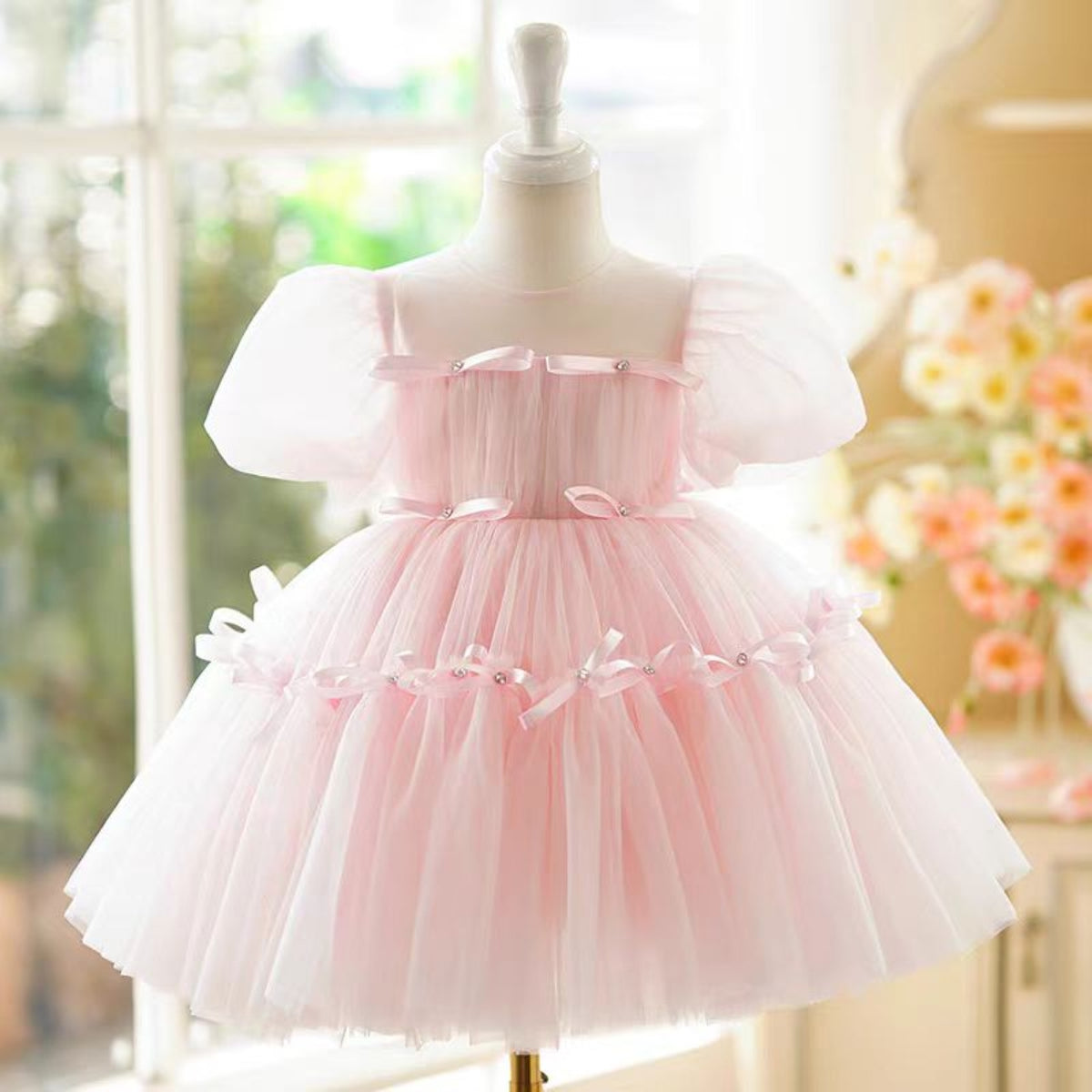 Pink Flower Girl Dress 1st Toddler Wedding Birthday Holiday J750