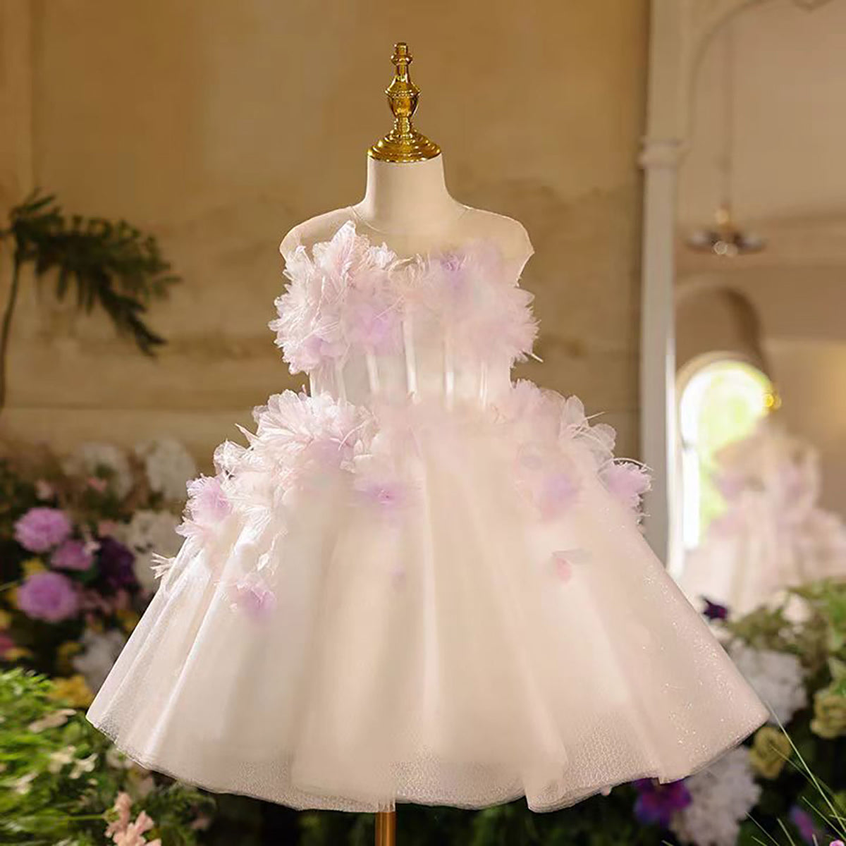 Jill Sleeveless A-Line Tulle Flower Girl Princess Dress D039