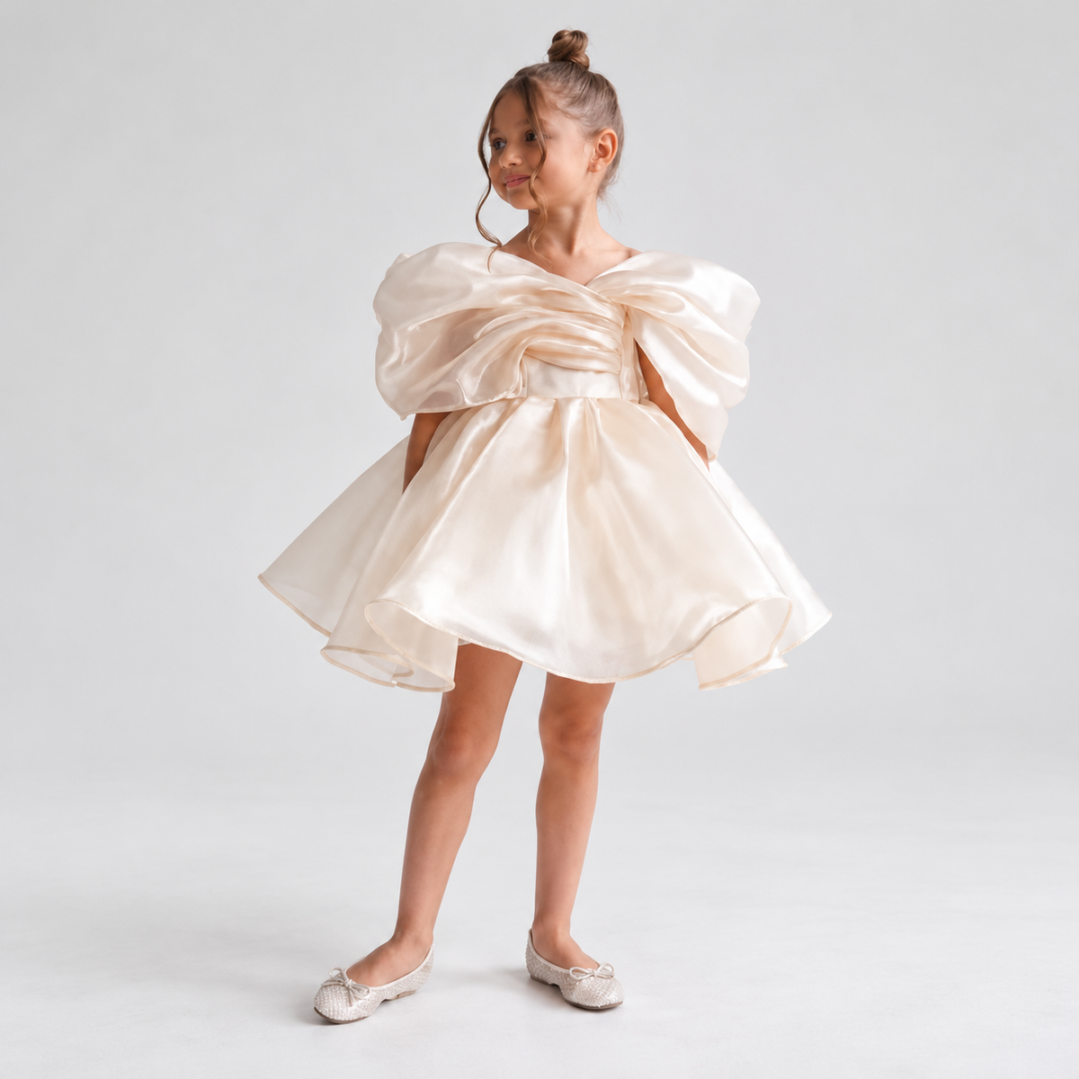Off Shoulder Organza Flower Girl Dress C003