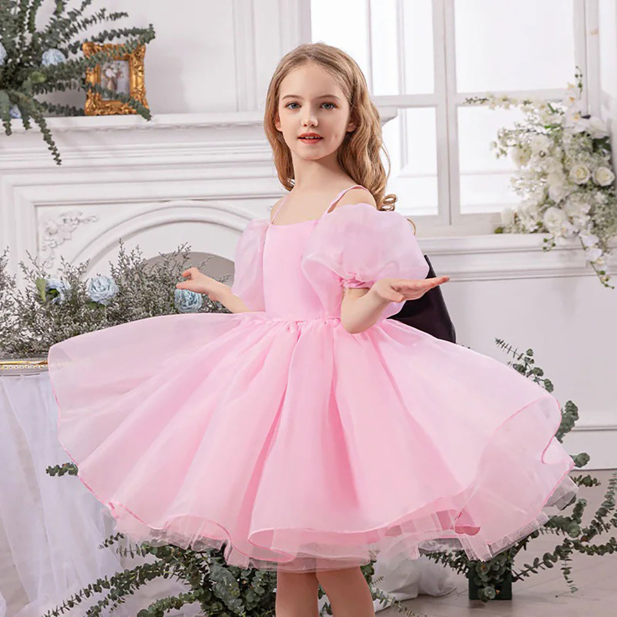 Dreamy Flower Girl Dress for Girls Satin Party Dress for Party M080