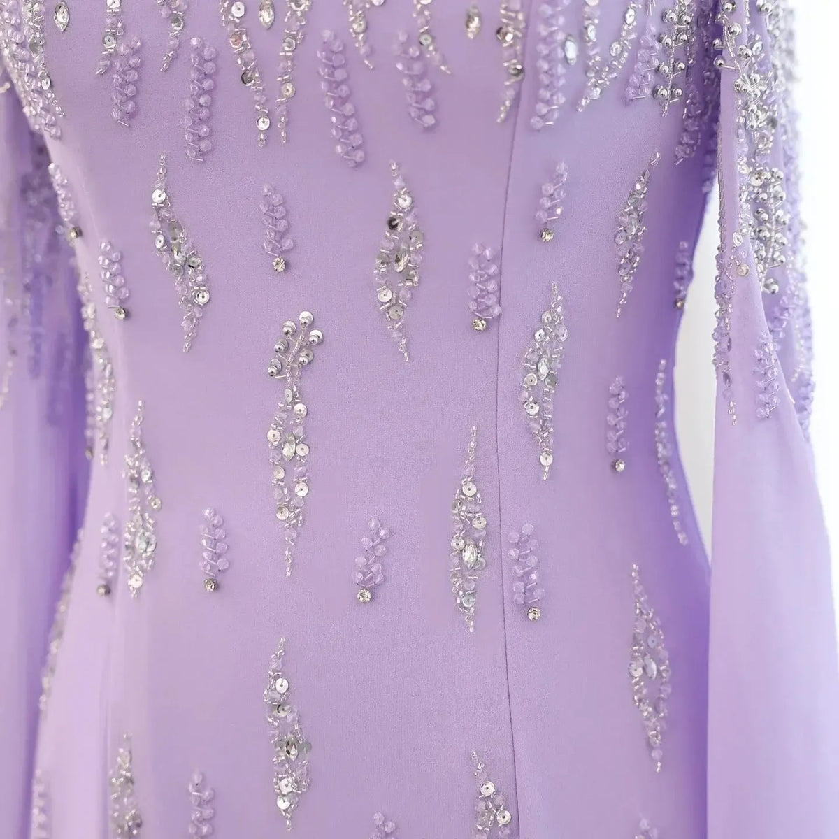Arabic Lilac Mermaid Evening Dress with Cape Sleeves 2024 Luxury Dubai Beaded Women Wedding Formal Party Gowns SS448