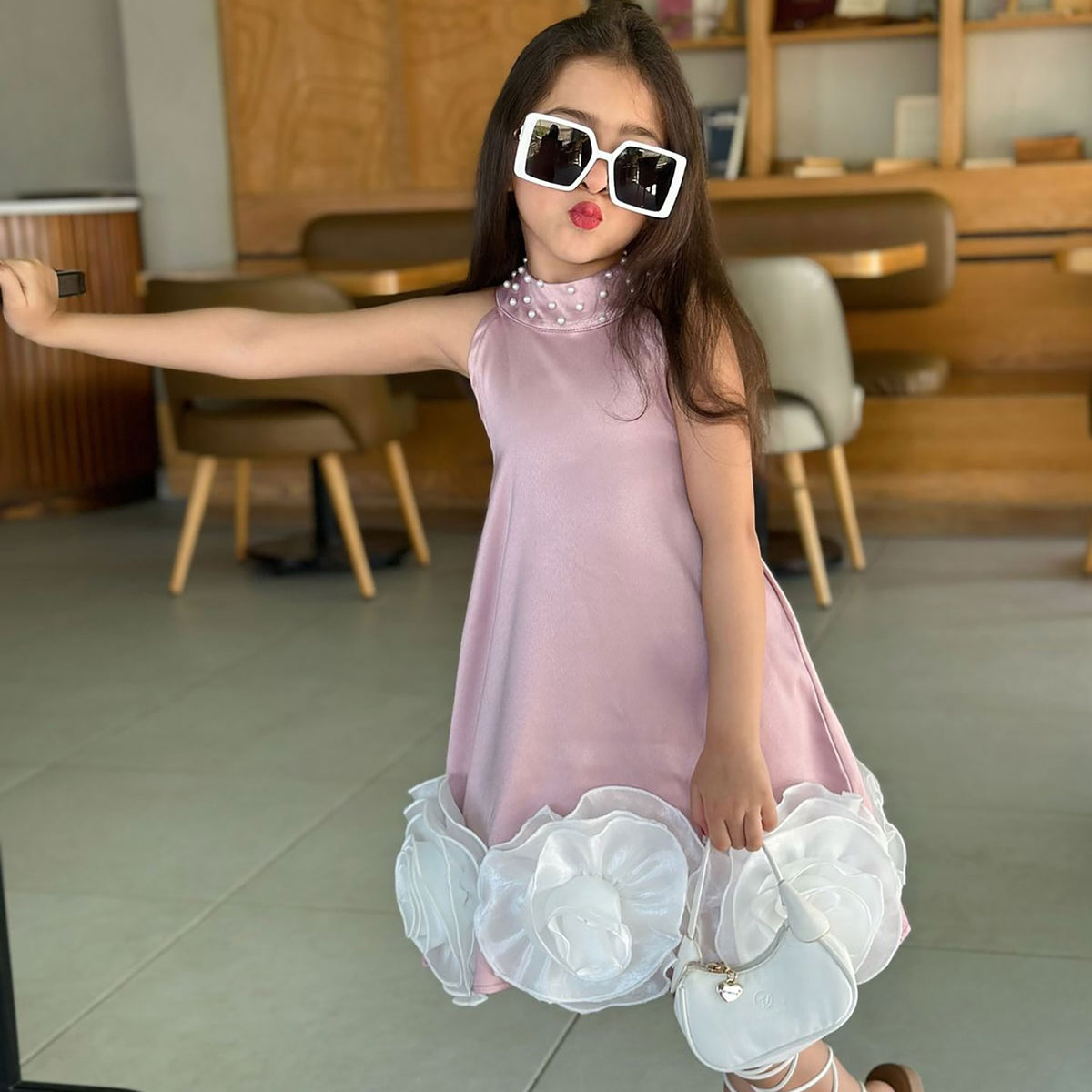 Jill Wish Pink Halter Neck Pearl Princess Flower Girl Dress D105