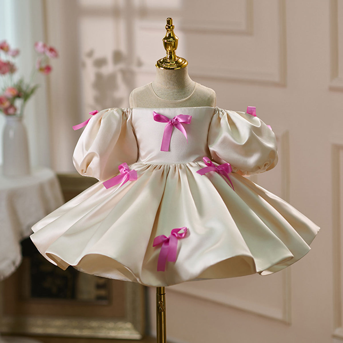 Elegant Champagne Girl Dress Knee Length Kids Princess Birthday Gown D Jill Wish Elegant Champagne Girl Dress Knee Length Kids Princess Birthday Gown D Jill Wish