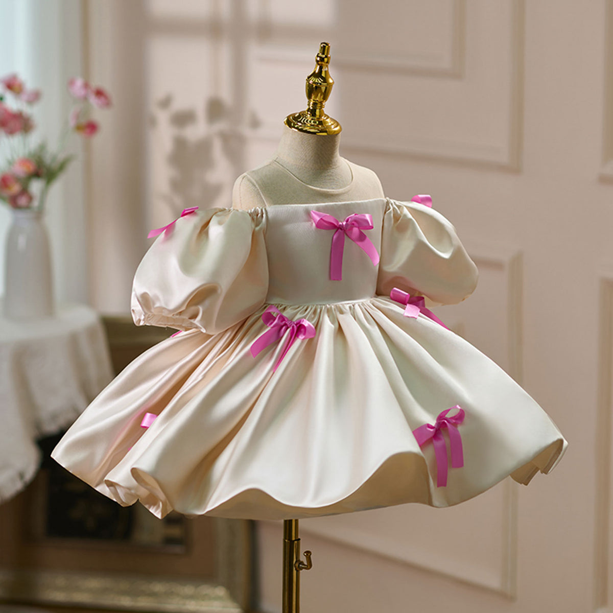 Elegant Champagne Girl Dress Knee Length Kids Princess Birthday Gown D Jill Wish Elegant Champagne Girl Dress Knee Length Kids Princess Birthday Gown D Jill Wish