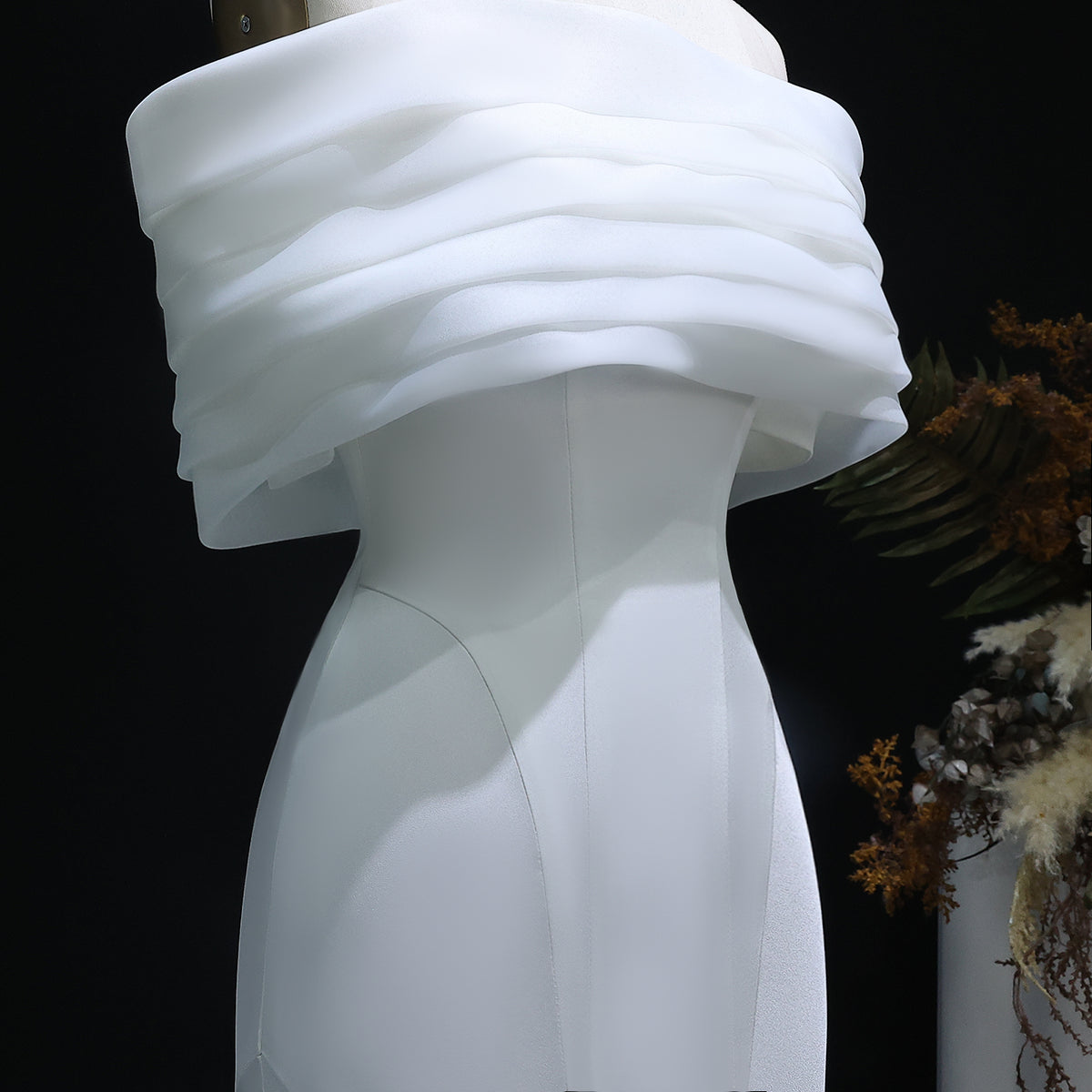 Elegant 3D flowers Off Shoulder White Evening Dress SF206
