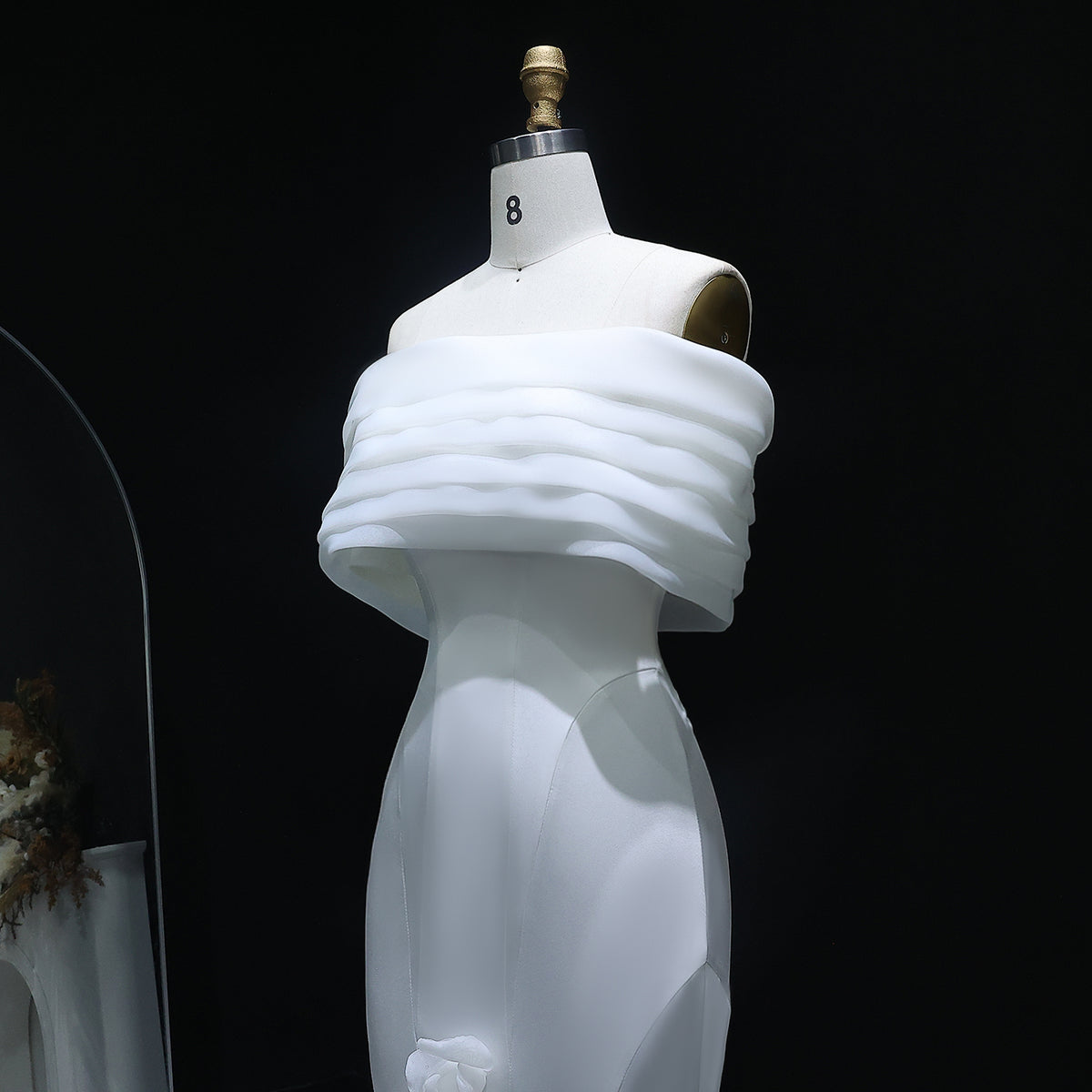Elegant 3D flowers Off Shoulder White Evening Dress SF206