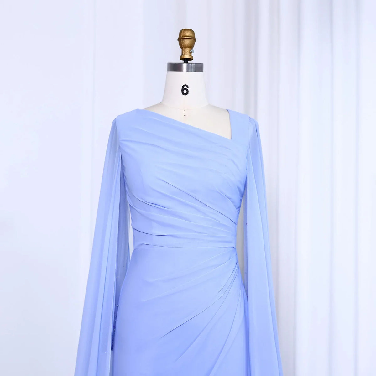 Elegant Asymmetrical Sage Green Chiffon Arabic Evening Dress SF051