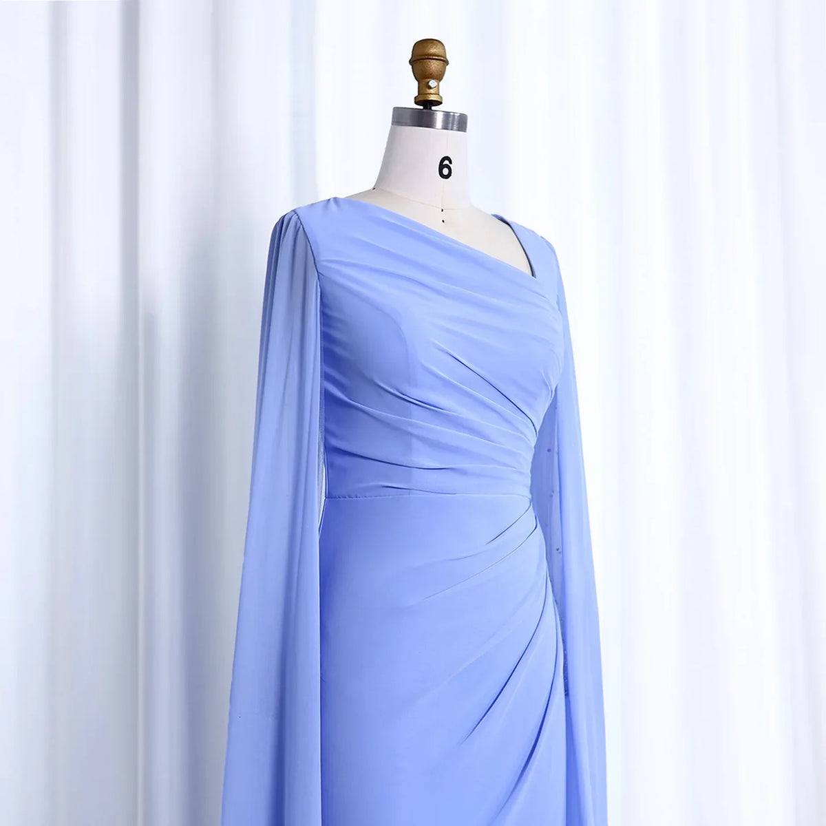 Elegant Asymmetrical Sage Green Chiffon Arabic Evening Dress SF051