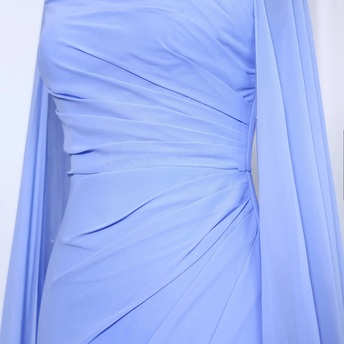 Elegant Asymmetrical Sage Green Chiffon Arabic Evening Dress SF051