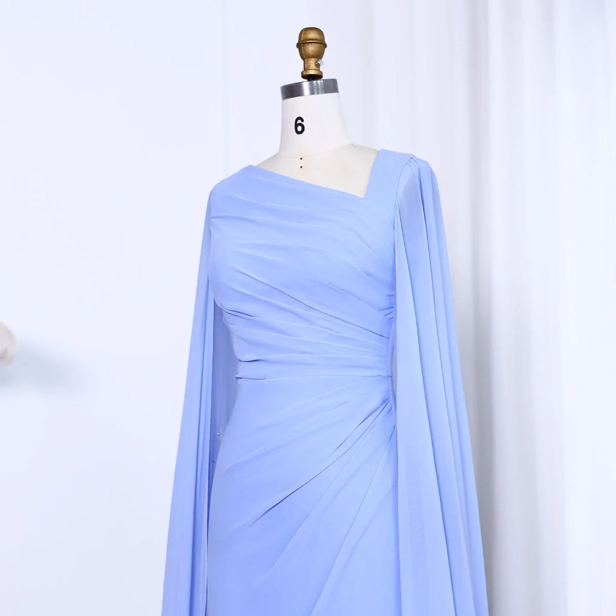 Elegant Asymmetrical Sage Green Chiffon Arabic Evening Dress SF051