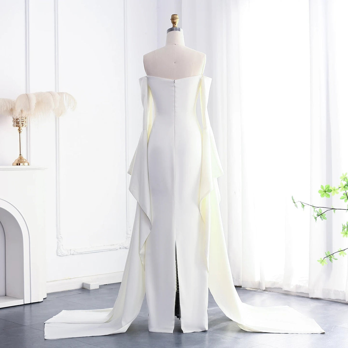 Elegant White Off shoulder Evening Dress SF050