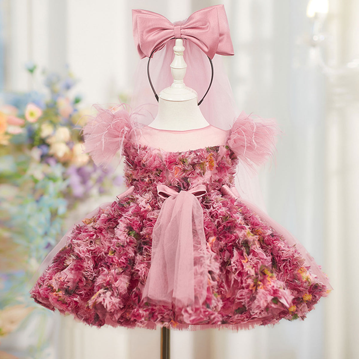 Luxury Floal Flower Girl Dress Princess Birthday Gown J846