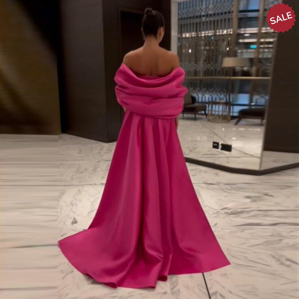 Fuchsia Mermaid Dubai Luxury Evening Dresses with Cape Shawl SS296