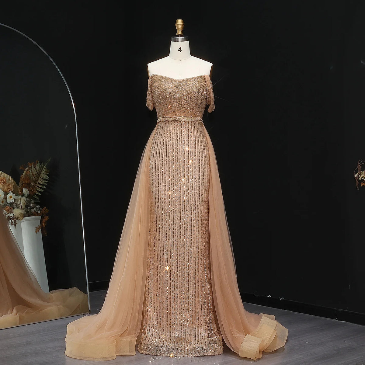 Elegant Off Shoulder Evening Gown Luxury Wedding Formal SS137