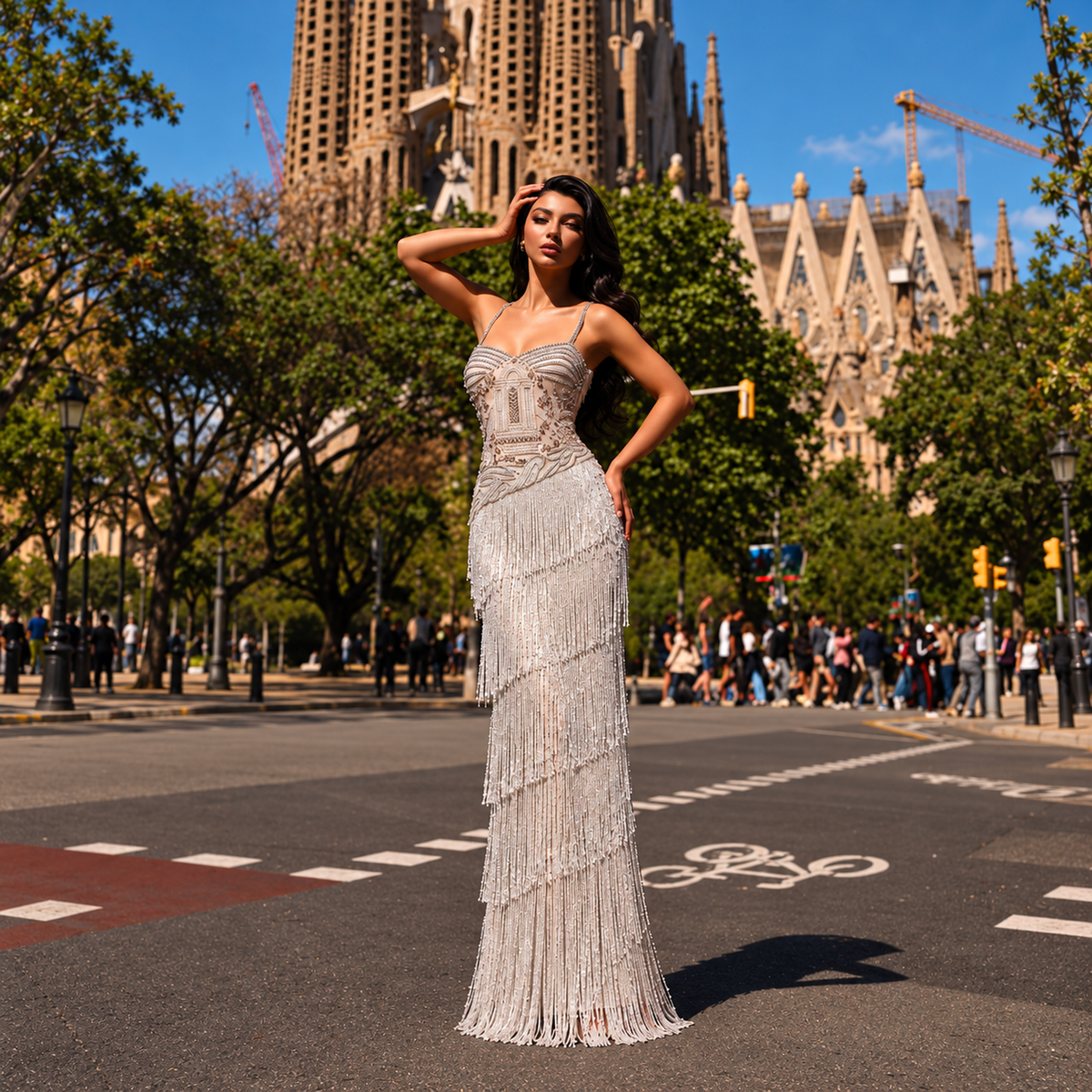 Crystal Beaded Strapless Evening Gown SS324