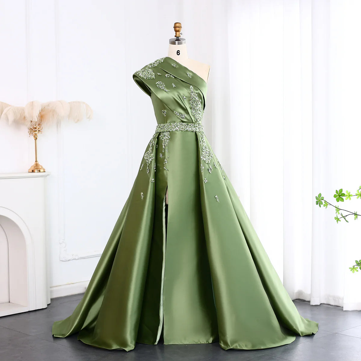 Luxury Green Crystal with Overskirt Prom Dress SS599